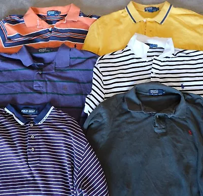 Lot Of 6 Polo Ralph Lauren Collared Shirts Mens Sz XL Short Sleeve Striped Solid • $1.25