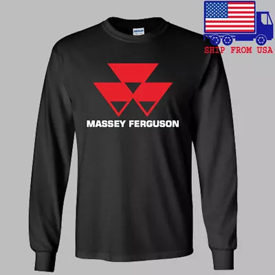 Massey Ferguson Tractor Logo Long Sleeve Black T-Shirt Size S-2XL • $28.82