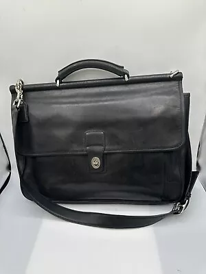 Coach  Black Leather Briefcase Laptop Messenger Shoulder Strap Bag 06456 • $99.99