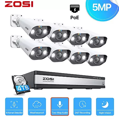 ZOSI 16CH 4K UHD POE CCTV System 5MP IP Camera 8MP NVR Kit With 4TB Hard Drive • £589.99