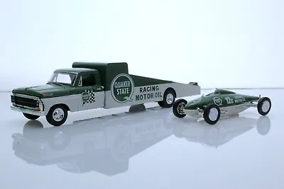 1969 Ford F-350 Ramp Tow Truck & Belly Tanker Quaker State 1:64 Diecast Model • $39.95