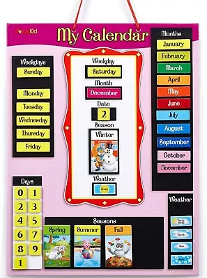 My First Calendar / Weather Magnetic Chart Bedroom Nursery Pink Educational Toy • £17.99