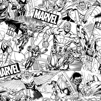 $6.99 • Buy Springs Creative Marvel Avengers Sketch White 100% Cotton Fabric By 1/2 Of Yard