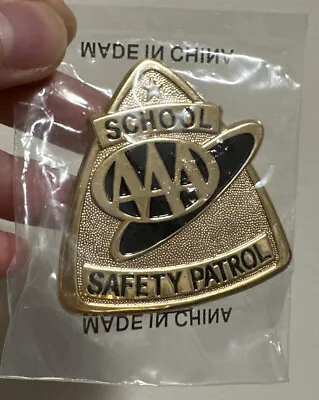 New Vintage AAA School Safety Patrol Black Gold Metal Badge Pin • $20