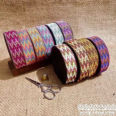 £2 • Buy Traditional Indian Asian Zig Zag Retro Style 70s Jacquard Ribbon Trim MA130