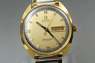Vintage Omega Seamaster Cosmic 166036-Tool107 Auto. Day/Date GP Case Men's Watch • $715.90