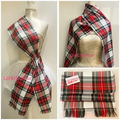 Modern Dress Tartan Sash Scarf Rosette Burns Night Scottish Wedding Hunting • £10.90