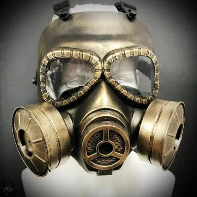 Steampunk Gas Cosplay Masquerade Mask Full Face Gold Halloween Costume Cosplay • $36.95