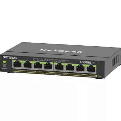 Netgear 8-Port Gigabit Ethernet PoE+ Smart Managed Plus Switch GS308EPP100NAS • $138.61