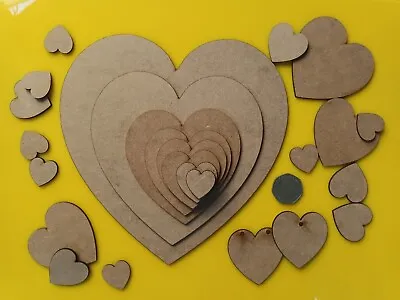 Wood HEART Shape Plain Wood Craft Blanks - 2mm MDF • £35.99