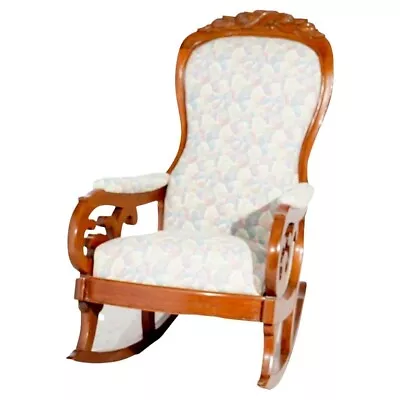 Antique Upholstered Carved Walnut Lincoln Rocking Chair 19th C • $760