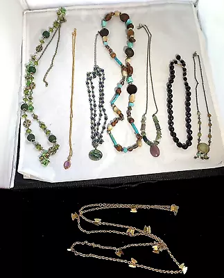 8 Multi Color Semi Precious Stone Glass & Crystal  Bead Necklace Lot  • $15.99