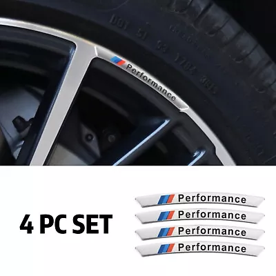 4pcs M Performance Car Wheels Rims Stickers Silver Badge Emblem Decor • $13