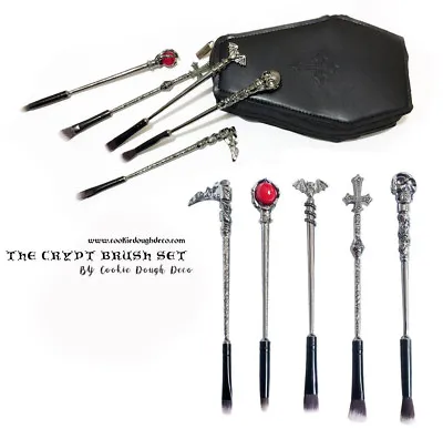 The Crypt Makeup Brushes & Handmade Coffin Case - Goth Makeup Skull Brushes • £1.99