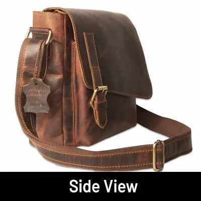 Men's Genuine Leather Satchel Sling Messenger Shoulder Bag Crossbody Schoolbag • $79.11