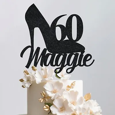 Personalised High Heel Shoes Glitter Cake Topper Birthday Party Age Name Custom • £2.95