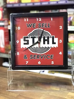 STIHL Chainsaw Wall Clock 25cm Square Vintage Retro Workshop Decor Or Man-Cave • $60