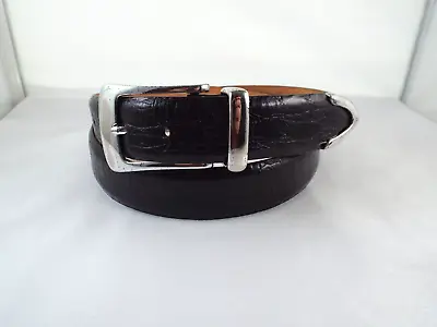 EUC Martin Dingman Handmade Black Croc. Embossed Leather 1 1/8  Dress Belt Sz 38 • $32