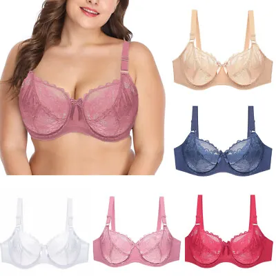 $14.92 • Buy 14 16 18 20 22-28 BCDEF | Lace Underwired Bra Full Cup Non Padded Minimiser Bras