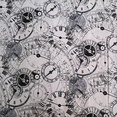 Cotton Quilt Fabric Clock Face Steampunk By The 1/2 Yard Craft Material #721-10 • $6.99