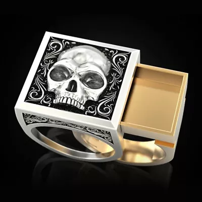 Fashion Men Jewelry 925 Silver FilledGold Ring Hiphop Punk Party Gift Sz 6-13 • $2.49