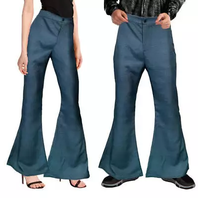 70s Flares Denim Look Jeans 1970s Flared Pants Mens Ladies Unisex 70's Dancer • $39