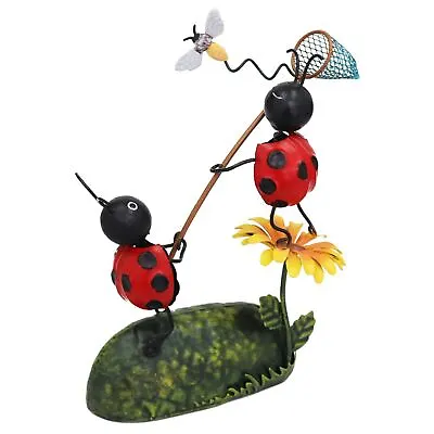 £15.57 • Buy Miniature Life Metal Ladybird Catching Dragonfly Garden Gift Ornament 6x12x20cm