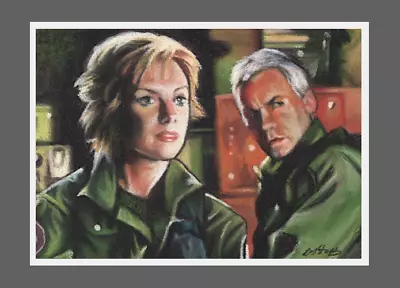 Samantha And Jack Original Pastel Pencil Sketch Card DOUBLE ACEO Stargate  SG1 • £55