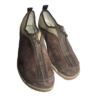 Merrell Lorelei Leather Zip Sneakers Womens 9.5 Brown Outdoor Trail Shoes Mesh • $24.95