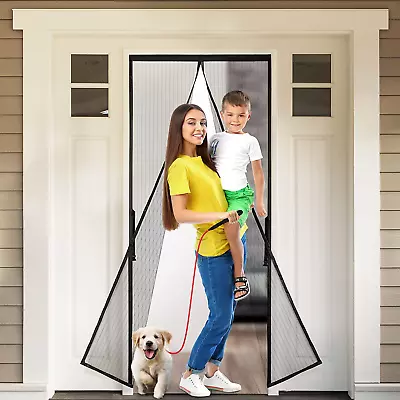 Magnetic Screen Door 34 X 81 Inch Black Fits Door Size 32  X 80  Heavy-Duty • $19.75