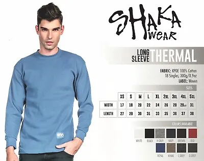 $19.99 • Buy Shaka Wear Mens Heavyweight Long Sleeve Thermal Shirt Any Color Free Shipping