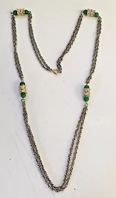 Vintage Silverton Green Jade Glass Textured Links Statement Petite Runway Stone  • $7.99