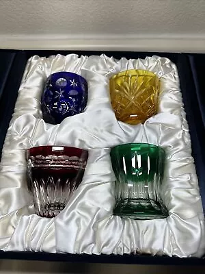 FABERGE  Cut Crystal Overlay Glasses Set Of Four *Never Used* • $249.99