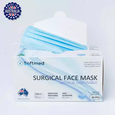 Level 3 3-ply Surgical Face Mask Australia Made - Blue • $27.90