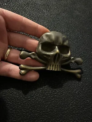Skull Crossbones Paperweight Desk Skeleton BRASS Metal Patina Collector Desk WOW • $17.76