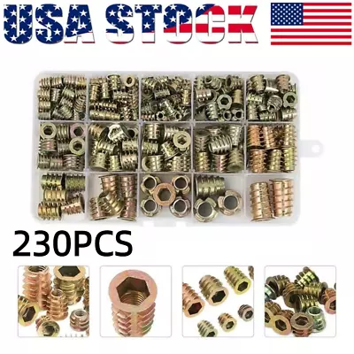 230Pcs THREADED HEX DRIVE INSERT FIXING WOOD SCREW INSERTS NUTS M4/M5/M6M8/M10 • $13.85