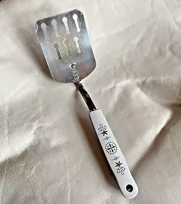 Vintage Ekco 9.5  Chromium Keyhole Spatula/Turner Dutch Blue Tulip Design USA • $9.50