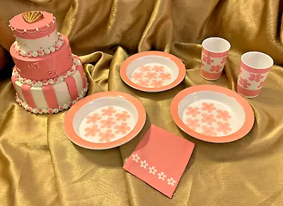 My Twinn Doll Layered Wedding Cake Set With Pink Dishes & Cups RARE • $17.95