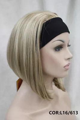 Cute BOB 3/4 Wig With Headband Orange Brown Straight Women's Short Half Hair Wig • $22.99