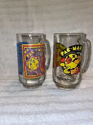 PAC-MAN (1980) & Ms PAC-MAN (1981) Bally Midway Drinking Glass Beer Mug • $100