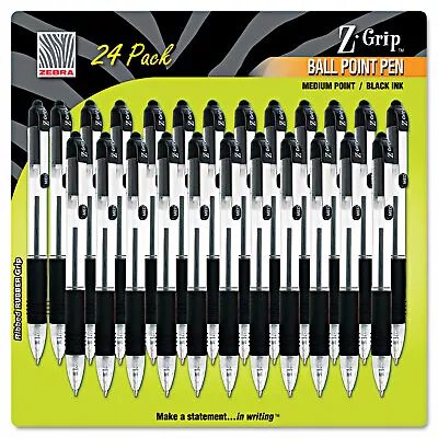 Zebra Z-Grip Retractable Ballpoint Pen Black Ink Medium 24/Pack 12221 • $13.03