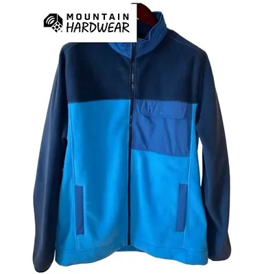 Mountain Hardwear Mens XL UnClassic Fleece Sherpa Full Zip Jacket Blue Pockets • $22.40