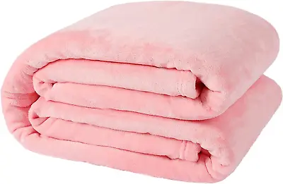 Fleece Blankets Super Soft Flannel Size Blanket For Bed Luxury Queen Pink • $31.23