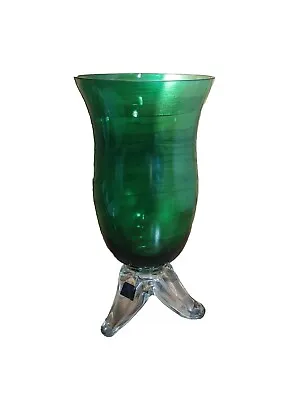 Makora Krosno Hand Blown Green Vase Poland 12 3/4  • $89.99