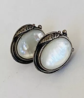 Vintage Navajo Sterling Silver & Mother-of-pearl Feather Post Stud Earrings • $29.99