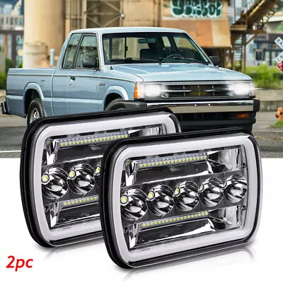 7x6  LED Headlights Hi/Lo Halo DRL Fit Mazda B2000 B2200 B2600 1986-1993 Pickup • $48.52