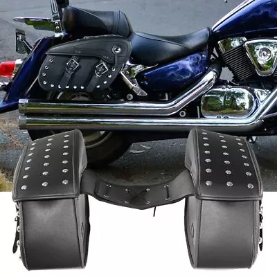 $129.99 • Buy Motorcycle Side Saddle Bags For Yamaha V-Star XVS 650 1100 Custom Silverado