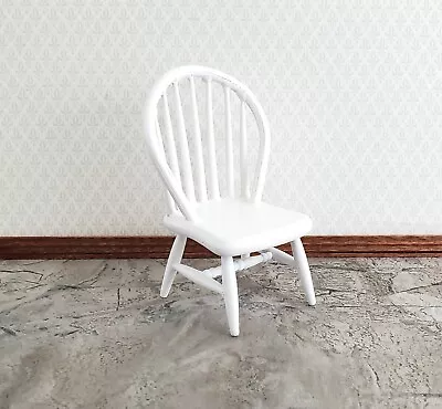 Dollhouse Windsor Spindle Back Kitchen Chair White 1:12 Scale Miniature • $17.99