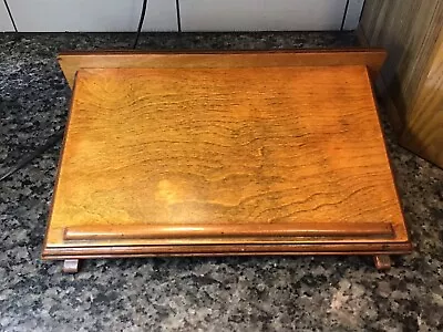 NICE VINTAGE Mid Century Modern Solid Oak Wood Writing Slope Lap Desk CIRCLE DOT • $109