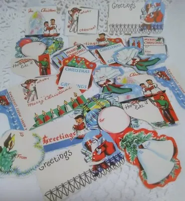 $14.95 • Buy 23 Vintage Christmas Gift Tags Seals Ephemera Paper Deer Choir Boys Santa